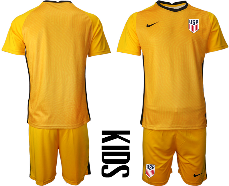 Youth 2020-2021 Season National team United States goalkeeper yellow Soccer Jersey1